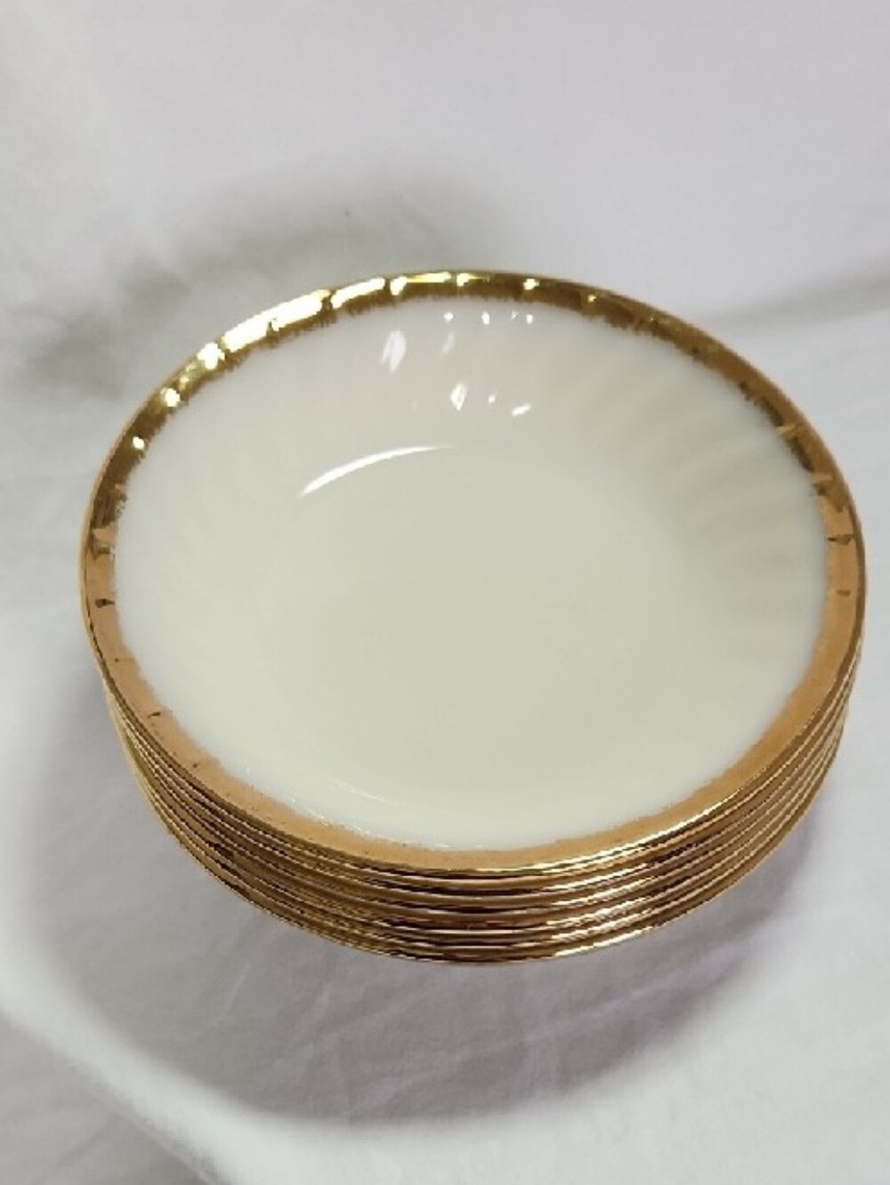 Vintage 1950's Fire-King Swirl Golden Anniversary Coupe Soup Bowl Set Of Six